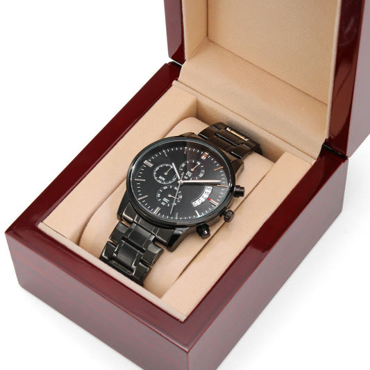 Customized Black Chronograph Watch - Men's Gift