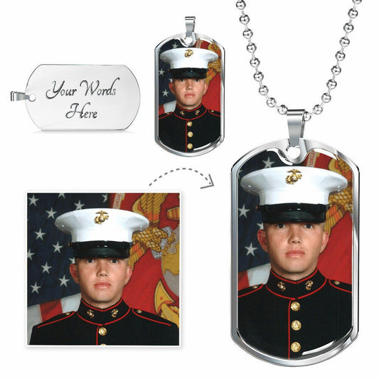 Photo and/or Engraved Customized Dog Tag Necklace with Ball Chain